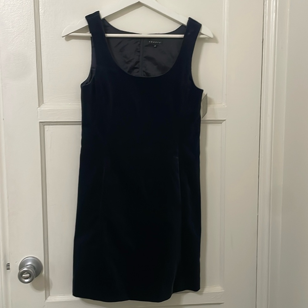 Theory Sleeveless Velvet Dress. Navy Blue. Sz 0